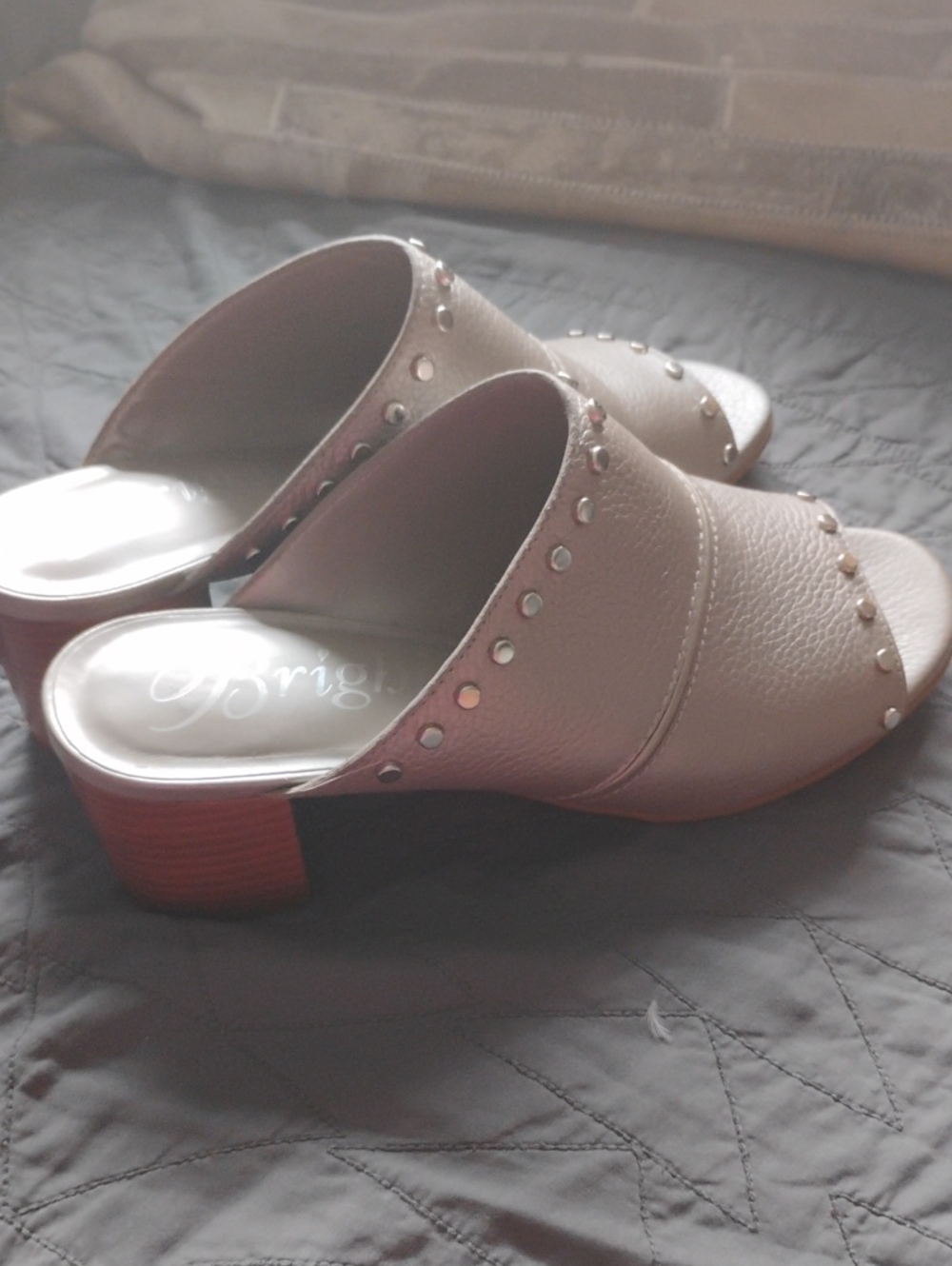 Brighton Brand Women’s Studded Slide Mules in Silver